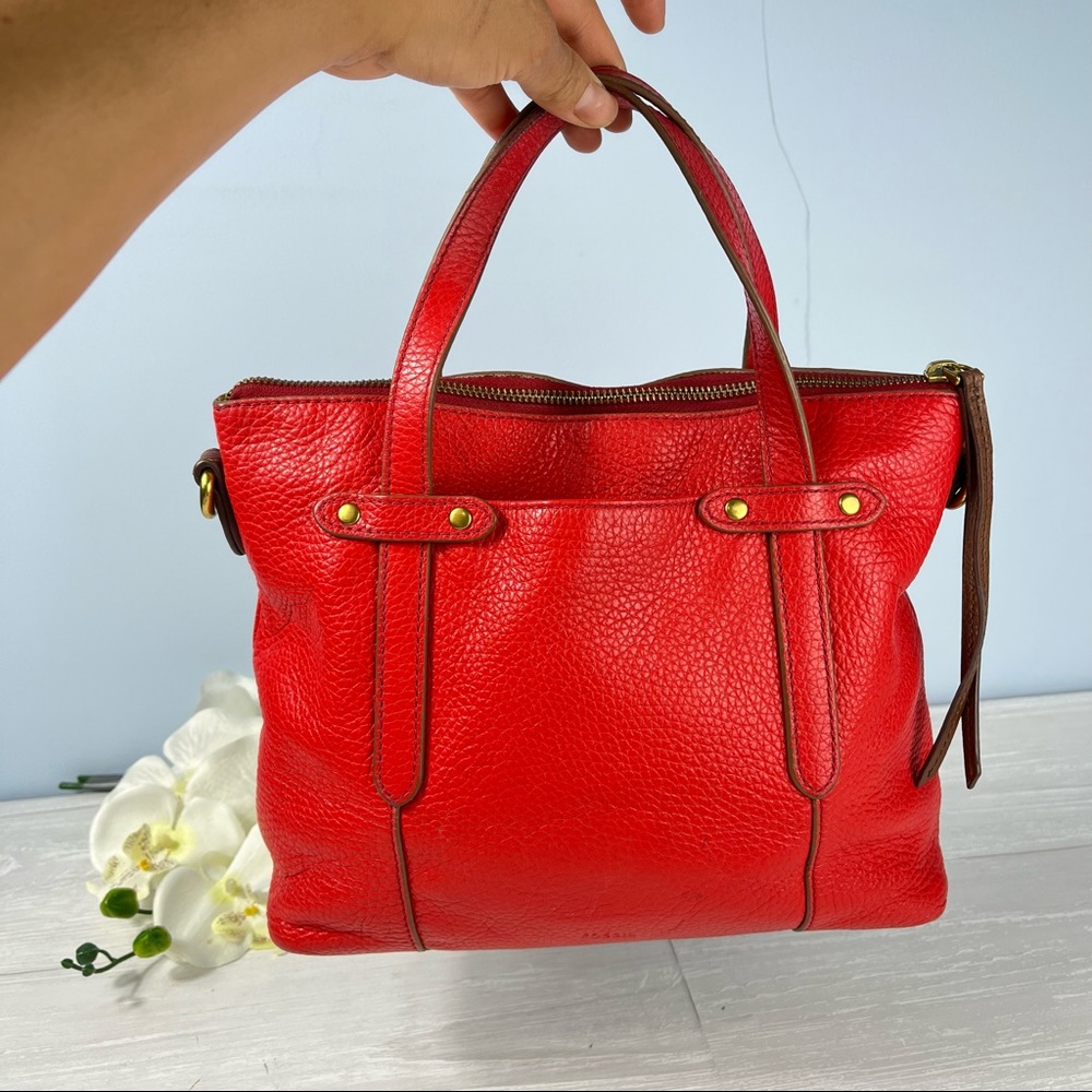 Fossil Red Felicity Leather Satchel